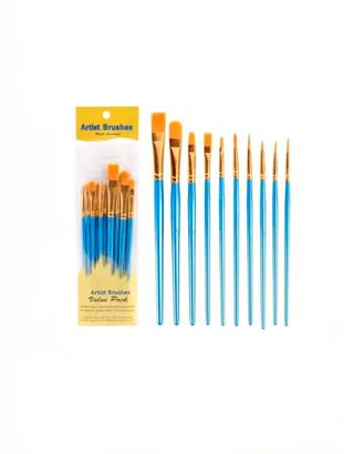 Set di 10 pennelli per pittura con setole morbide.