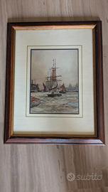 Quadro Marina di Charles Dixon -"On the Thames..."