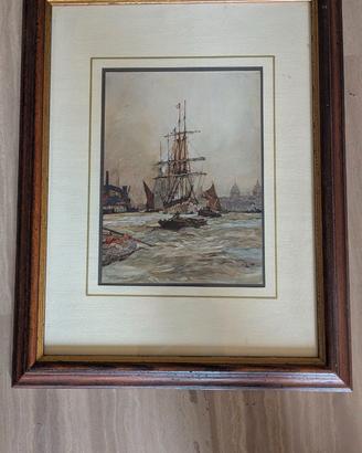 Quadro Marina di Charles Dixon -"On the Thames..."