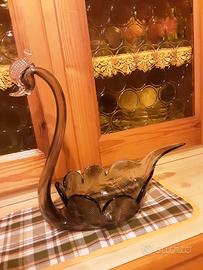 cigno in vetro grigio