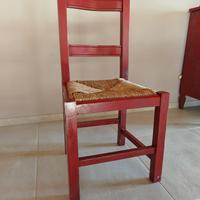 🪑 4/6 Sedie in Legno Rosso – Stile Vintage Unico