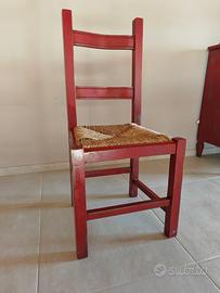 🪑 4/6 Sedie in Legno Rosso – Stile Vintage Unico