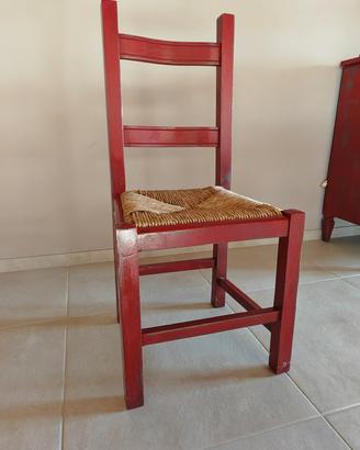 🪑 4/6 Sedie in Legno Rosso – Stile Vintage Unico