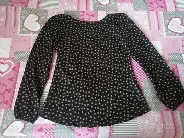 Maglia donna manica lunga nera con stelle