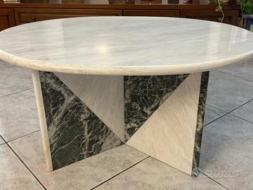 Tavolino di Marmo Ovale Bicolore Bianco Verde