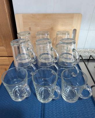 Set 15 Bicchieri / Tazze Mug in Vetro con Manico –