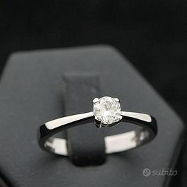 SOLITARIO ANELLO ORO BIANCO 18 KT BRILLANTE 0.46CT