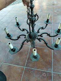 Lampadario 8 bracci in ottone
