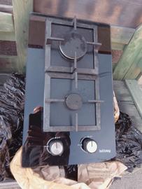 piano cottura in vetro due fuochi metano o gpl