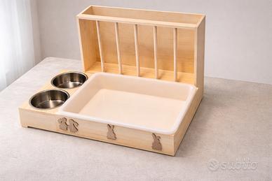 Porta Fieno con Lettiera Fieniera e 2 Ciotole