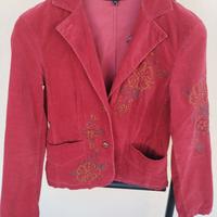 Blazer in Velluto Rosso Ricamato Giorgio Kauten XS