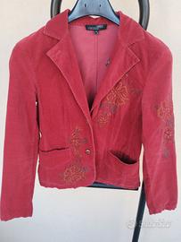Blazer in Velluto Rosso Ricamato Giorgio Kauten XS