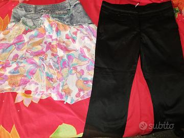 Minigonne e pantalone in raso più gonna jeans