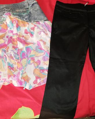 Minigonne e pantalone in raso più gonna jeans