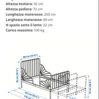 Letto allungabile con doghe e spondina