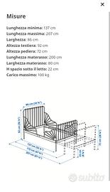 Letto allungabile con doghe e spondina