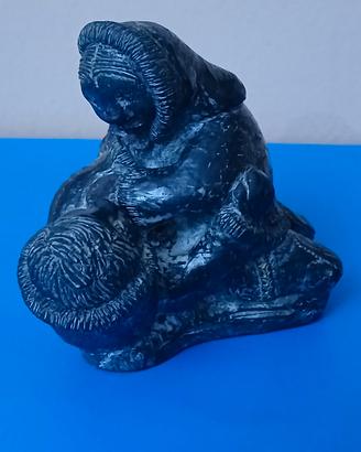 scultura A Wolf Original arte Inuit Canada 