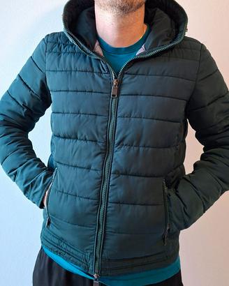 Giubbotto Piumino Uomo con Cappuccio - Verde Scuro