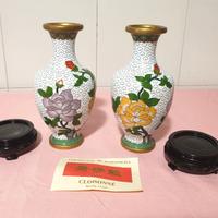 SET 2 vasi Cloisonne Vintage Ottone Cinese Smalto