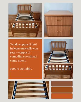 Letto Faggio massello e comodini