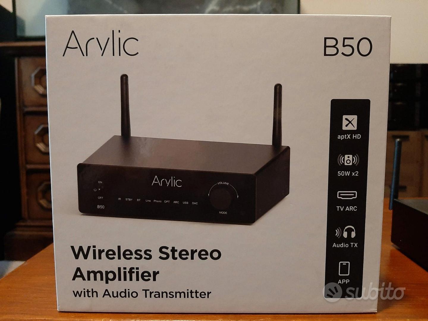 Amplificatore Stereo Arylic B50 Bluetooth - 50W Per Canale Con HDMI, DAC E Phono