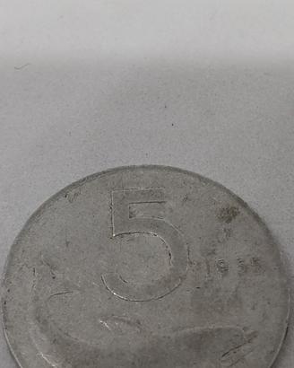 Rara moneta 5 centesimi del 1955