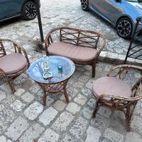 Coppia di Arredo giardino in bamboo artigianale