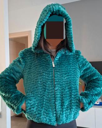 Pelliccia ecologica Pinko taglia 40 color petrolio