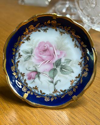 Piattino porcellana Limoges “Rose de France” Oro