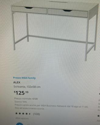 Scrivania ikea modello Alex perfetta