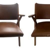 Coppia poltrone anni 50 ecopelle marrone