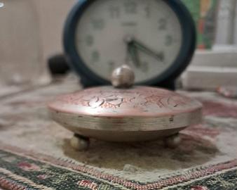 scatola in argento 800 decorata rame diametro 7 cm