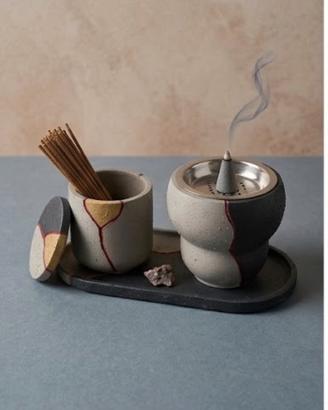 Set Portaincenso Artigianale - Stile Kintsugi