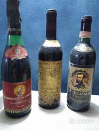 Lotto 3 Bottiglie Vino Vintage da Collezione