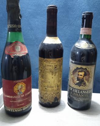 Lotto 3 Bottiglie Vino Vintage da Collezione