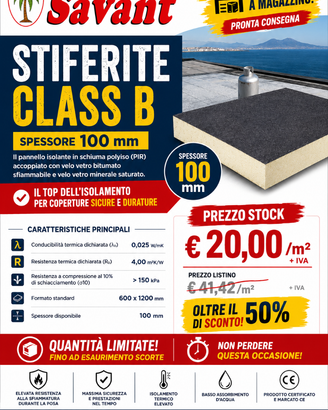 PANNELLI ISOLANTI STIFERITE CLASS B 100 mm – €20/m