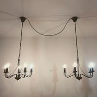 Coppia di lampadari Country 5 luci in metallo nero