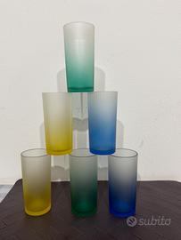 Set 6 Bicchieri Alti Vetro Gradiente