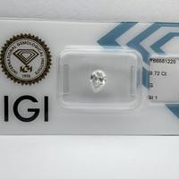 Diamante naturale 0.72 ct IGI G SI1 taglio pera