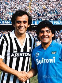 fotografia Maradona e Platini 1985-86