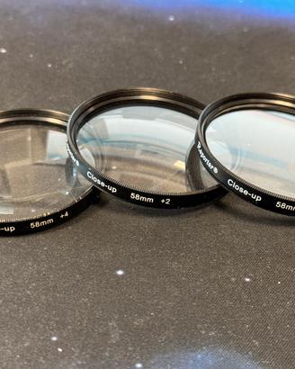 Set 3 Filtri Macro Close-Up 58mm con custodia