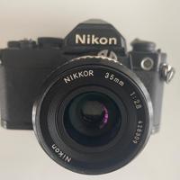 NIKON FM con 35mm NIKKOR F1:2.8 Funzionante