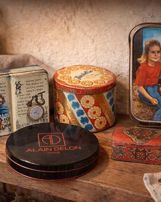 Lotto scatole latta vintage decorative cucina 