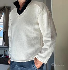 Maglione bianco panna  in cotone