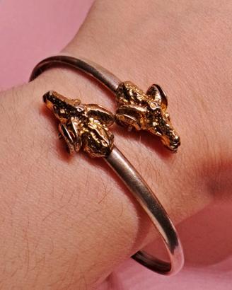 ARGENTO 925 bracciale vintage teste di ariete