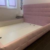 Letto matrimoniale imbottito ecopelle lilla