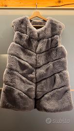 Gilet eco-pelliccia grigio perla