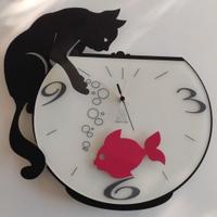 Orologio da parete Arti e Mestieri Gatto e Pesce.