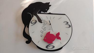 Orologio da parete Arti e Mestieri Gatto e Pesce.