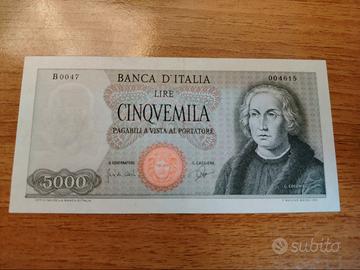 5000 lire Colombo primo tipo banconota lira 